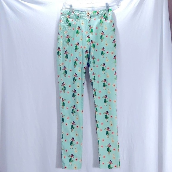 Bondi Party Pants Hula Girl Skinny Ankle Pants Green Size XS - Picture 3 of 16
